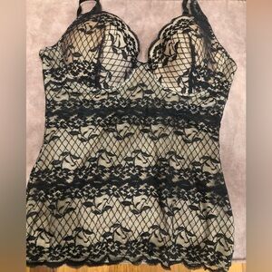 Skinnygirl Womens Shaping Tank Bra Black 38B/C Lace Shapewear Bra Cami